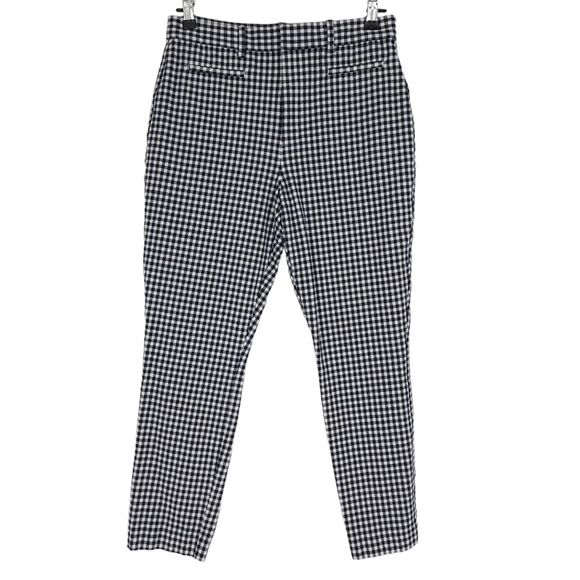 GAP Signature Skinny Ankle Pants Navy Blue Gingham High Rise Stretch - Picture 1 of 7
